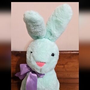 Animal Adventure Mint Green Bunny Rabbit Purple Bow Plush Stuffed Animal Easter